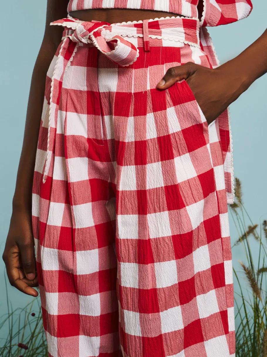 Sister Jane Combine Gingham Belted Trousers | Women Bottoms