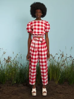 Sister Jane Combine Gingham Belted Trousers | Women Bottoms
