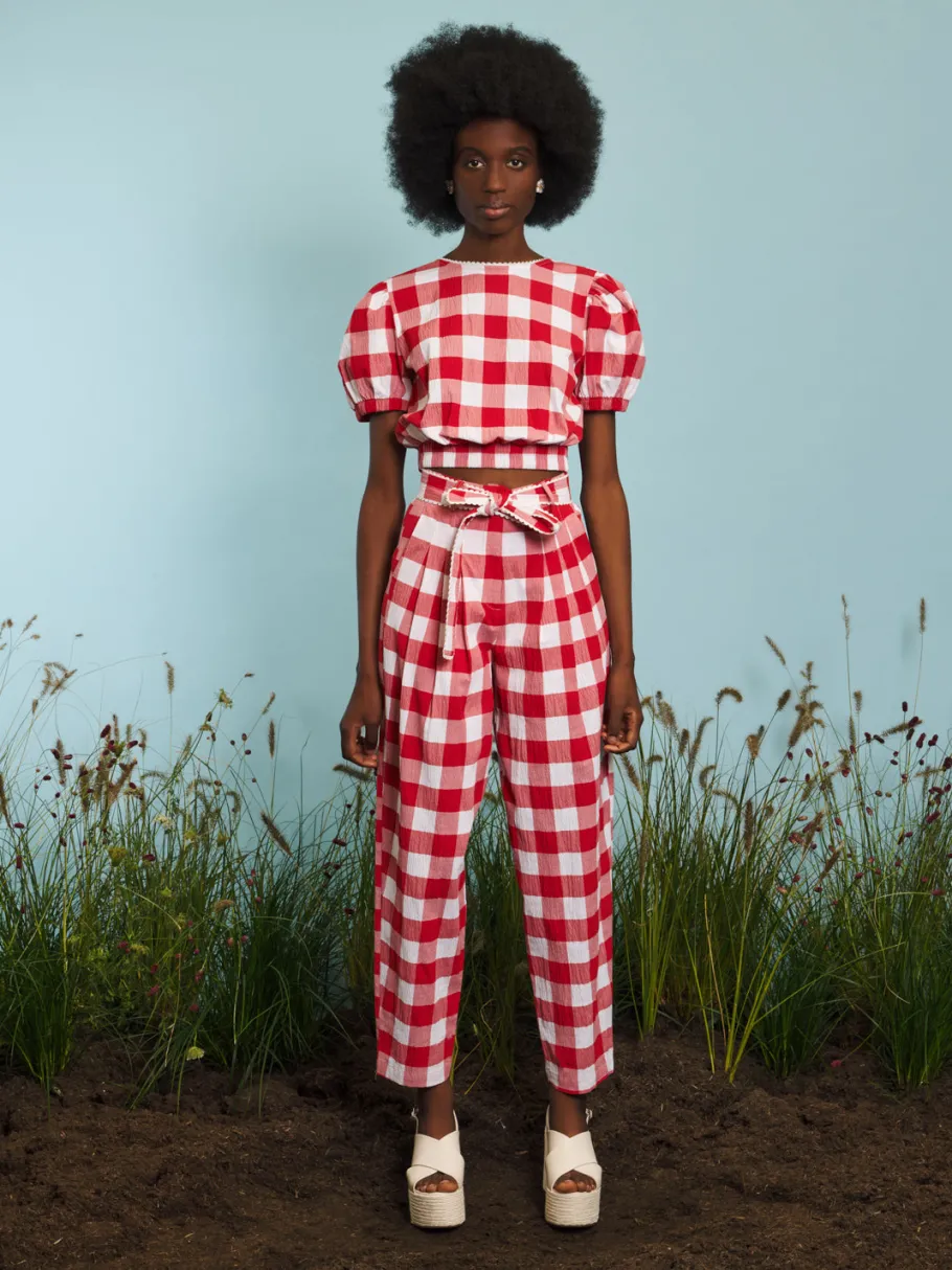 Sister Jane Combine Gingham Belted Trousers | Women Bottoms